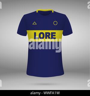 Kit de football de Boca Juniors, t-shirt. accueil. Vector illustration Illustration de Vecteur