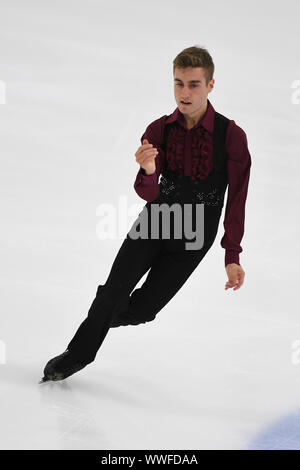 Matteo RIZZO, de l'Italie, effectuer en patinage libre au Lombardia Trophy, au Palaghiaccio IceLab le 15 septembre 2019 à Bergame, Italie. Credit : Raniero Corbelletti/AFLO/Alamy Live News Banque D'Images