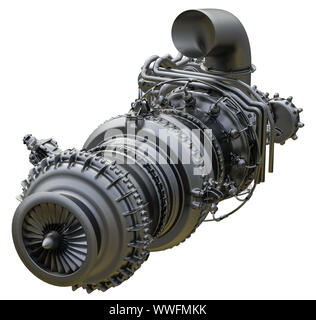 Moteur à turbine à gaz de la centrale thermique. Le rendu 3d. Banque D'Images