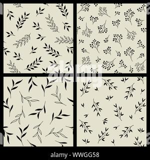 Ensemble de vecteur floral motifs monochrome transparente Illustration de Vecteur