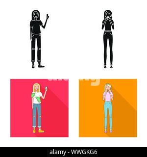 Objet isolé de la posture et de l'humeur signe. Collection de posture et l'icône vecteur femelle pour stock. Illustration de Vecteur