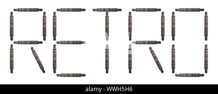 Piscine studio shot of 'retro' lettres faites de bandes audio. Banque D'Images