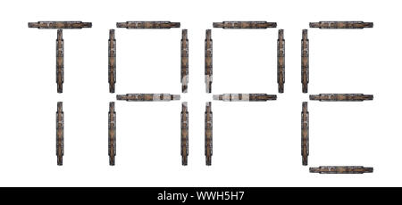 Piscine studio shot of 'Ruban' lettres faites de bandes audio. Banque D'Images