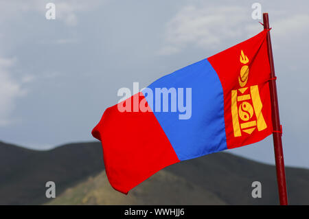 Drapeau national de la Mongolie Banque D'Images