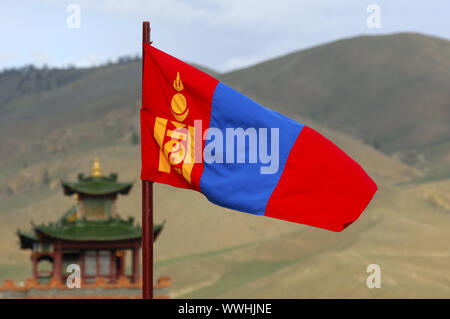 Drapeau national de la Mongolie Banque D'Images