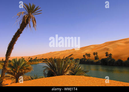 Lac Um El Maa, Sahara, Libye Banque D'Images