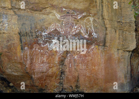 Les peintures rupestres des Aborigènes, 20000 ans dans la région, le parc national de Kakadu Nourlangie, Territoire du Nord Australie Banque D'Images