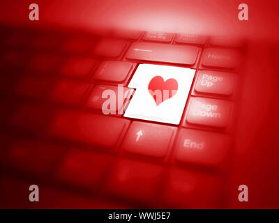 Clavier avec bouton d'amour en surbrillance. Voir également différentes versions ! Banque D'Images