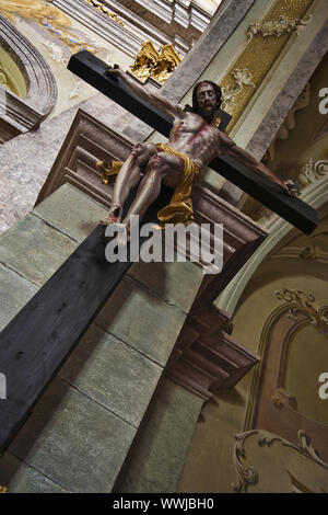 Croix dans la basilique sur la Sonntagsberg, Région de Mostviertel, en Basse-Autriche, Autriche, Europe Banque D'Images
