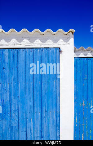 Îles Baléares architecture détail porte bleu blanc Banque D'Images