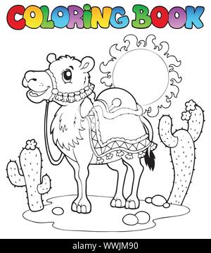 Livre de coloriage avec 1 chameaux du désert Illustration de Vecteur