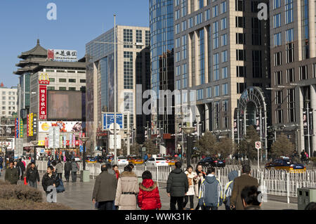 La zone commerçante de la rue Wangfujing, Beijing, Chine Banque D'Images