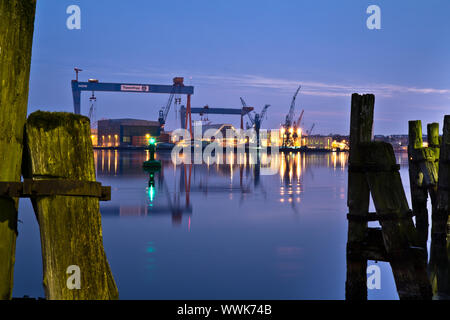 Kiel, Kiel, paysage de nuit, de l'industrie Banque D'Images