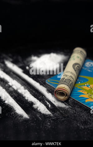 La cocaïne en poudre sur des abus concept Banque D'Images
