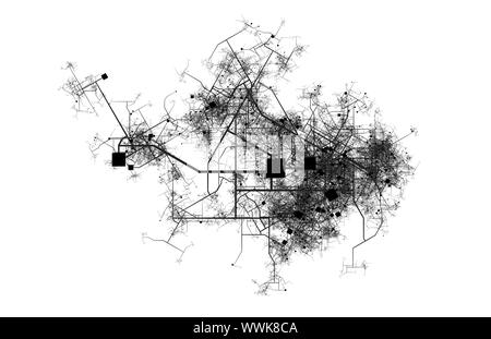 Plan de la ville d'une ville fictive routes et rues Banque D'Images