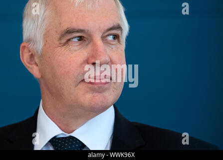 Munich, Allemagne. 16 Sep, 2019. Stockmeier Thomas, chef de la direction d'AMS, assiste à une conférence de presse. La bataille d'offres pour le fabricant d'éclairage Osram, qui est à vendre, entre dans une phase décisive. Crédit : Sven Hoppe/dpa/Alamy Live News Banque D'Images