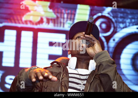 50 Cent, US-star du rap, donnant à écrire à Berlin. Banque D'Images