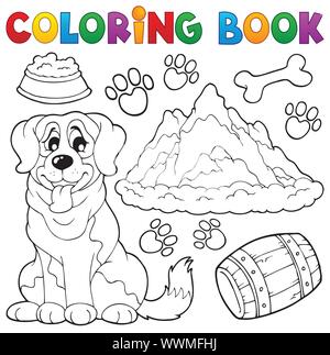 Livre de coloriage chien thème 7 Illustration de Vecteur