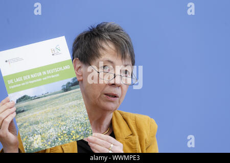 Conférence de presse fédéral avec le ministre de l'environnement Hendricks et M. Jessel, président de l'Office fédéral de la Nature Banque D'Images