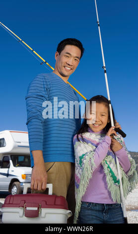 Man and Girl Aller à la pêche Banque D'Images