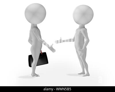 Peu de personnes 3d affaire, handshake Banque D'Images