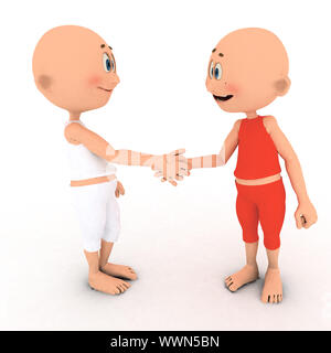 Peu toons poignée de main. Accord, convention d'affaires. Conceptual Banque D'Images