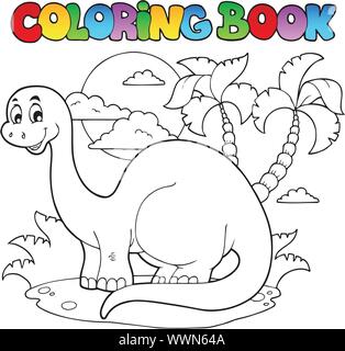 Scène 1 dinosaures à colorier Illustration de Vecteur