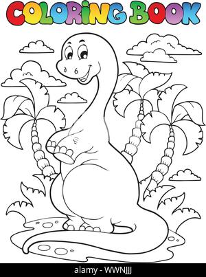 Scène 2 dinosaures à colorier Illustration de Vecteur