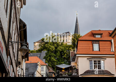 Dans les montagnes du Harz Blankenburg Schlossblick Banque D'Images