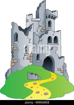 Ruines de château sur la colline Illustration de Vecteur
