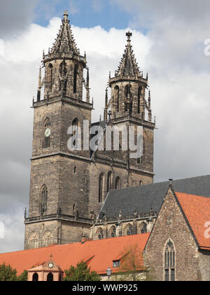 Vue sur la cathédrale de Magdebourg Magdebourg en Saxe-Anhalt Banque D'Images