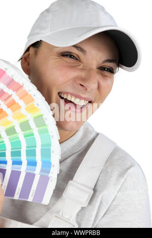 Cartes couleur peinture holding Décorateur Banque D'Images