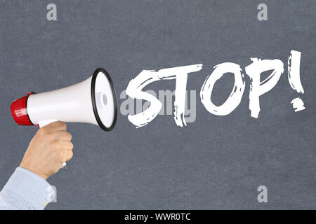 Stop Stop en attente de concept d'entreprise Megafon Banque D'Images
