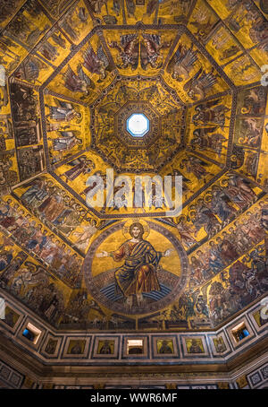 Plafond magnifique mosaïque du Baptistère de San Giovanni, Florence, Toscane, Italie Banque D'Images