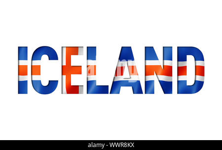 Drapeau islandais de la police du texte. l'islande fond symbole Banque D'Images