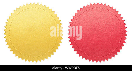 Les joints papier rouge et or isolé set with clipping path inclus Banque D'Images