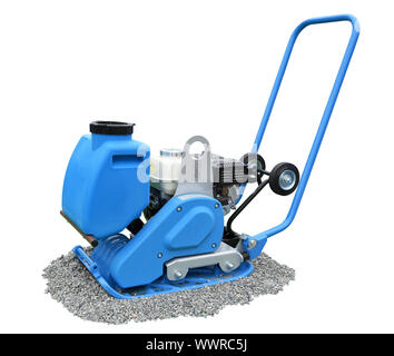 Compacteur vibrant, isolé sur fond blanc Banque D'Images