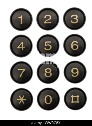 Boutons du clavier du téléphone, close-up, isolé sur blanc, with clipping path Banque D'Images