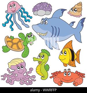 Poissons de mer et les animaux collection 2 Illustration de Vecteur