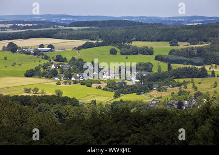 Vue depuis la tour de Panarbora à Hoff, district de Waldbroel, Nordrhein-Westfalen, Germany, Europe Banque D'Images