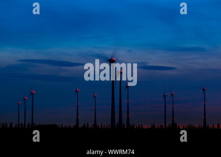 La nuit de l'éolienne Banque D'Images