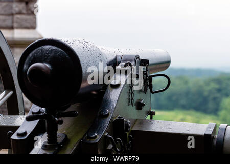 Un gros plan d'une guerre civile Cannon sur la bataille de Gettysburg. Focus sélectif. Banque D'Images