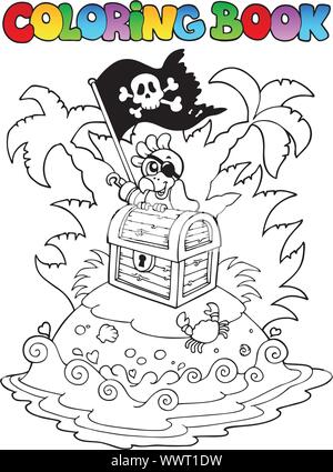 Livre à colorier pirate thème 3 Illustration de Vecteur