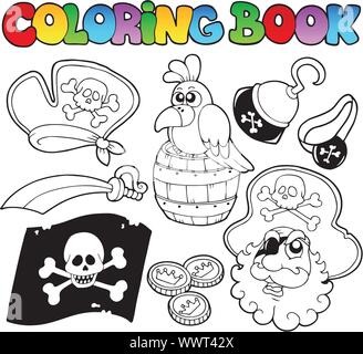 Livre à colorier pirate thème 4 Illustration de Vecteur