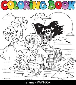 Livre à colorier pirate thème 2. Illustration de Vecteur