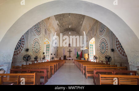 Intérieur de l'Église à Uayma ville maya, Yucatan, Mexique Banque D'Images