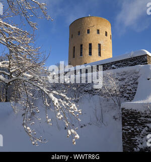 Château Ginsburg en hiver, Heimbach, Siegerland, Nordrhein-Westfalen, Germany, Europe Banque D'Images