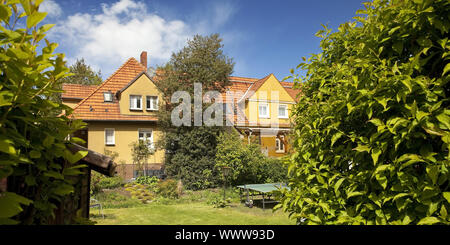 Jardin de ville et zone résidentiel de mineurs Lohberg, Dinslaken, Ruhr, Allemagne, Europe Banque D'Images