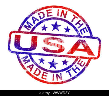 Made In USA Stamp montrant les produits américains ou produire Banque D'Images