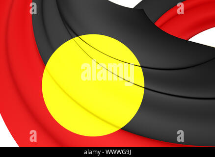 Drapeau aborigène de l'Australie. 3D Illustration. Banque D'Images